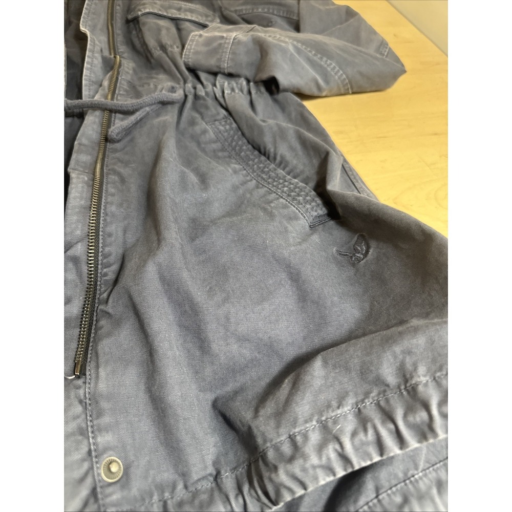 American Eagle Full Zip Cinch Waist Hooded Utility Jacket Size Small Blue Cotton - Picture 6 of 9